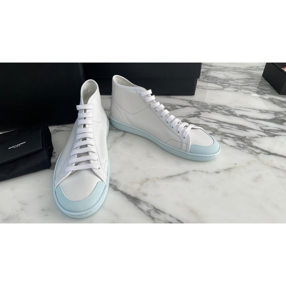 SAINT LAURENT 652773 9092  Men's White Leather High Top Shoes size 40 - Picture 7 of 8
